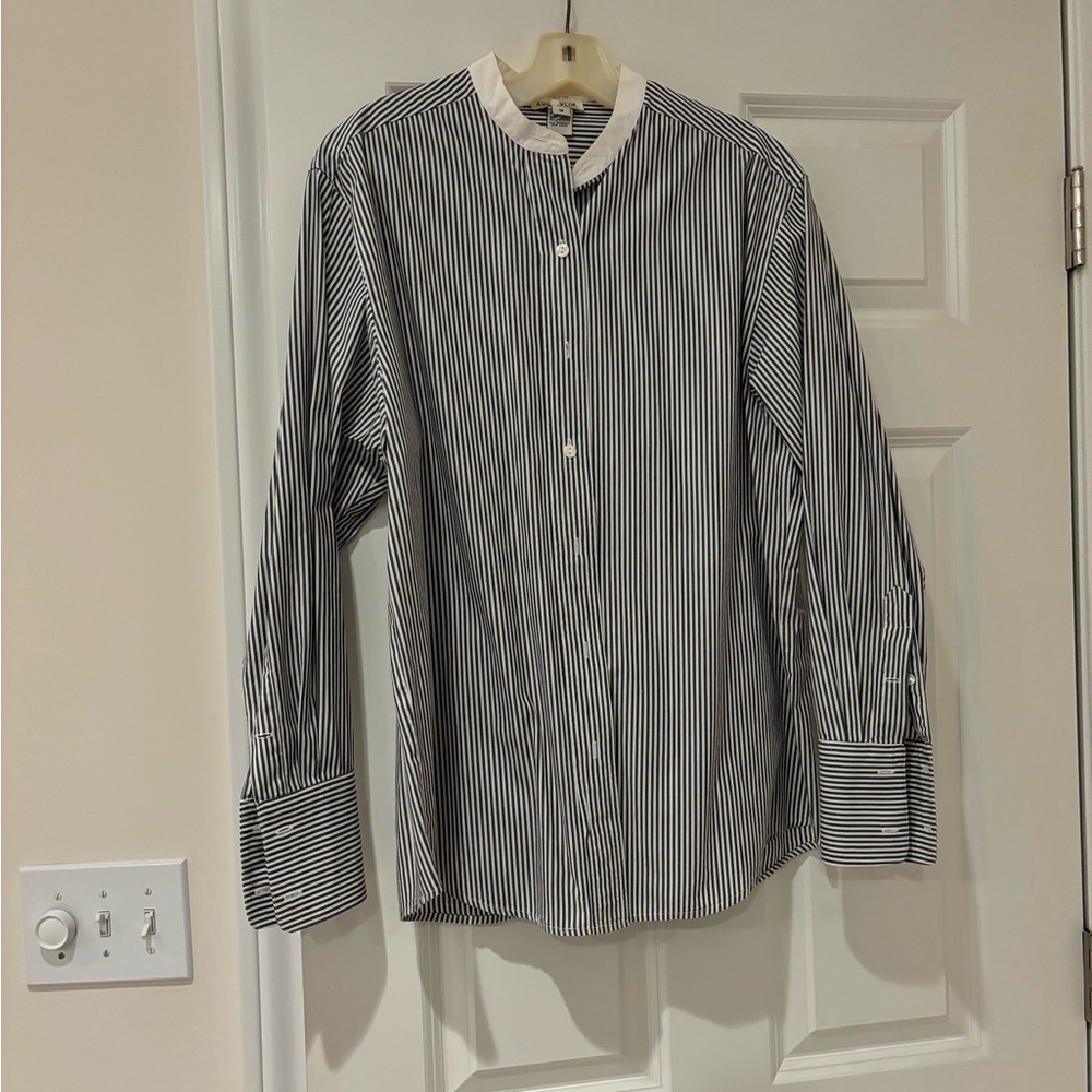 Gray striped blouse with French cuffs